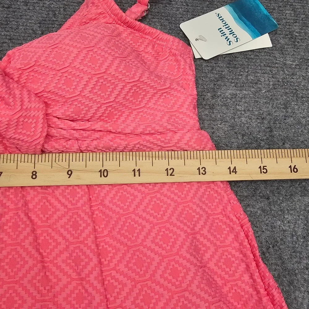 Swim Solutions Swim Dress Womens 8 Guava Pink Bow Front Tummy Control New - Picture 6 of 11